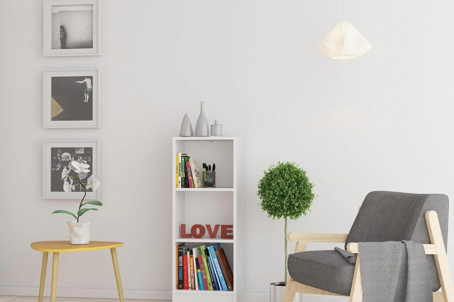 Basic Low Narrow 2 Shelf Bookcase in White - Image 7