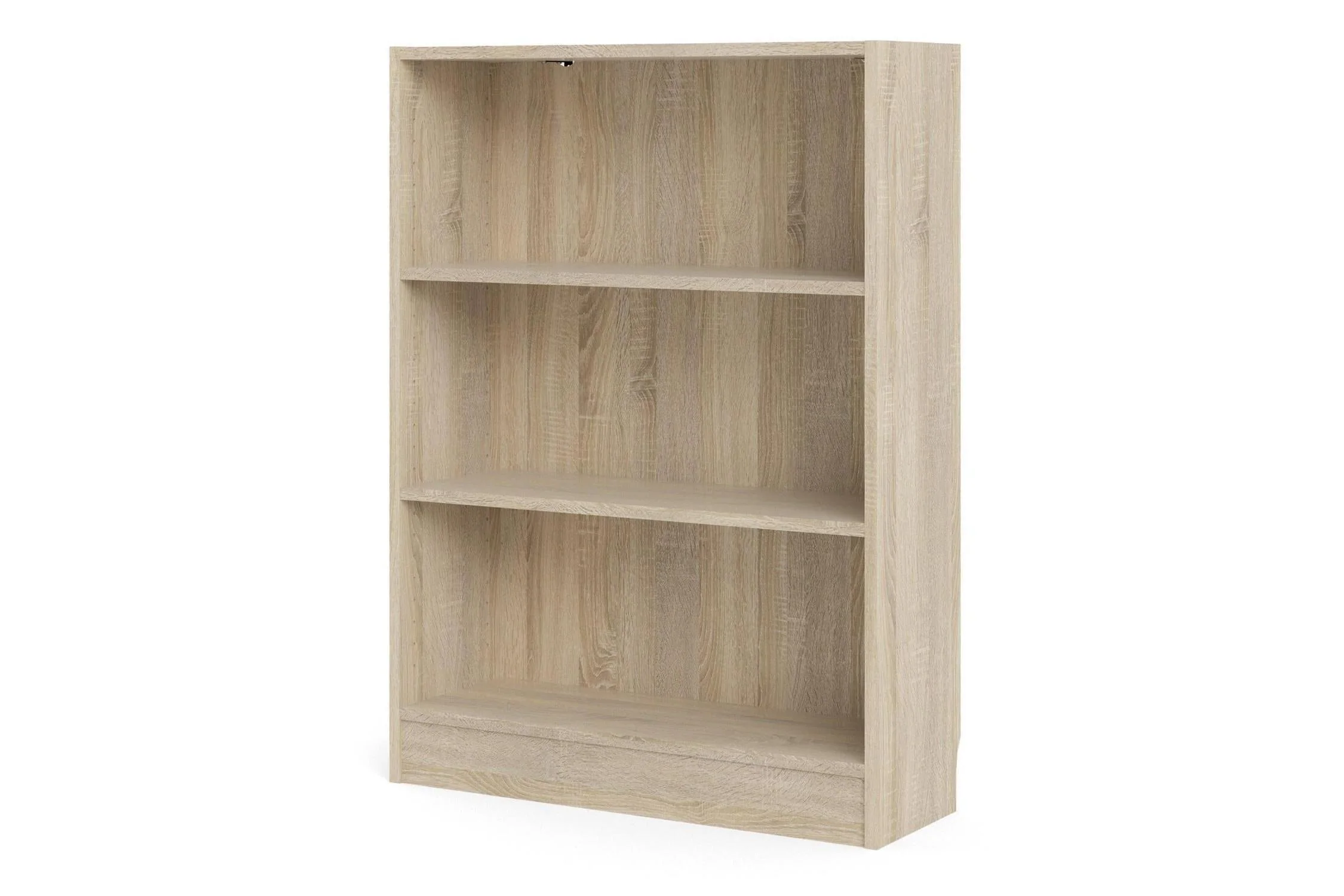 Basic Low Wide 2 Shelf Bookcase in Oak - Image 3
