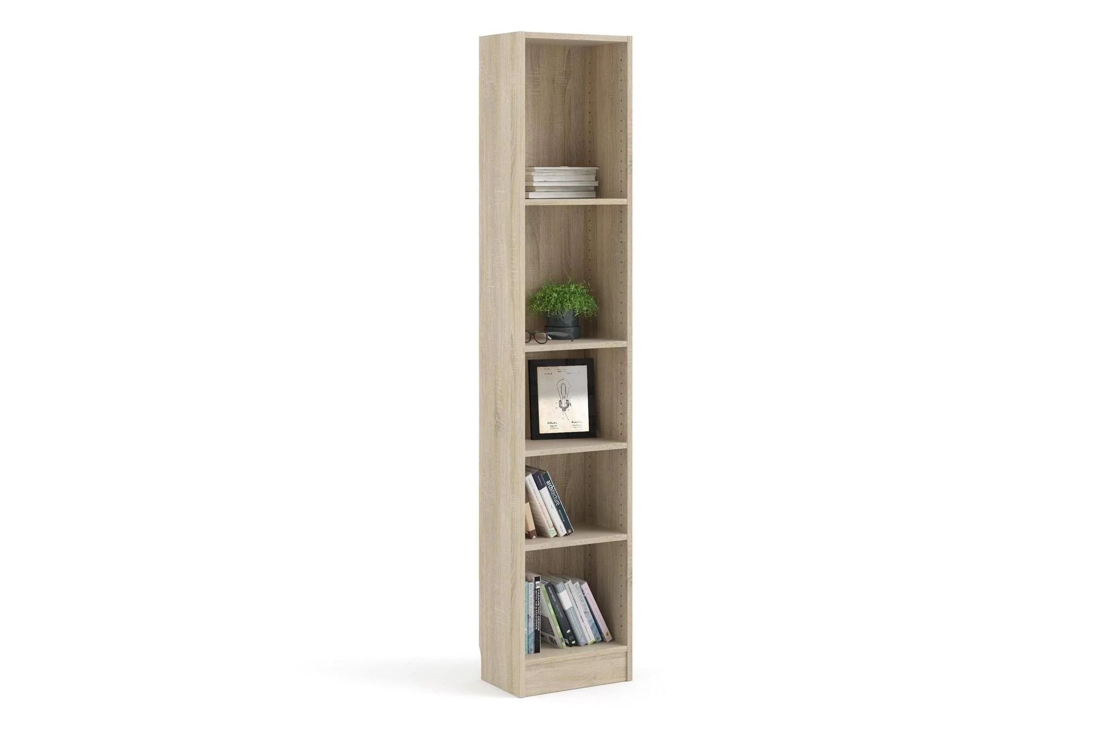 Basic Tall Narrow 4 Shelf Bookcase in Oak - Image 7