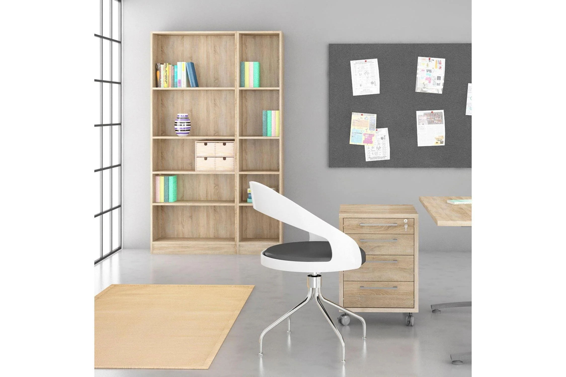 Basic Tall Wide 4 Shelf Bookcase in Oak - Image 6