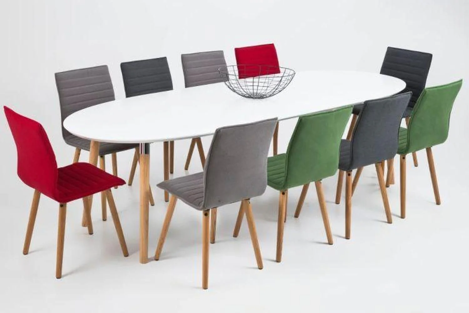 Belina Extending Oval Dining Table in White and Oak 170-270 - Image 8