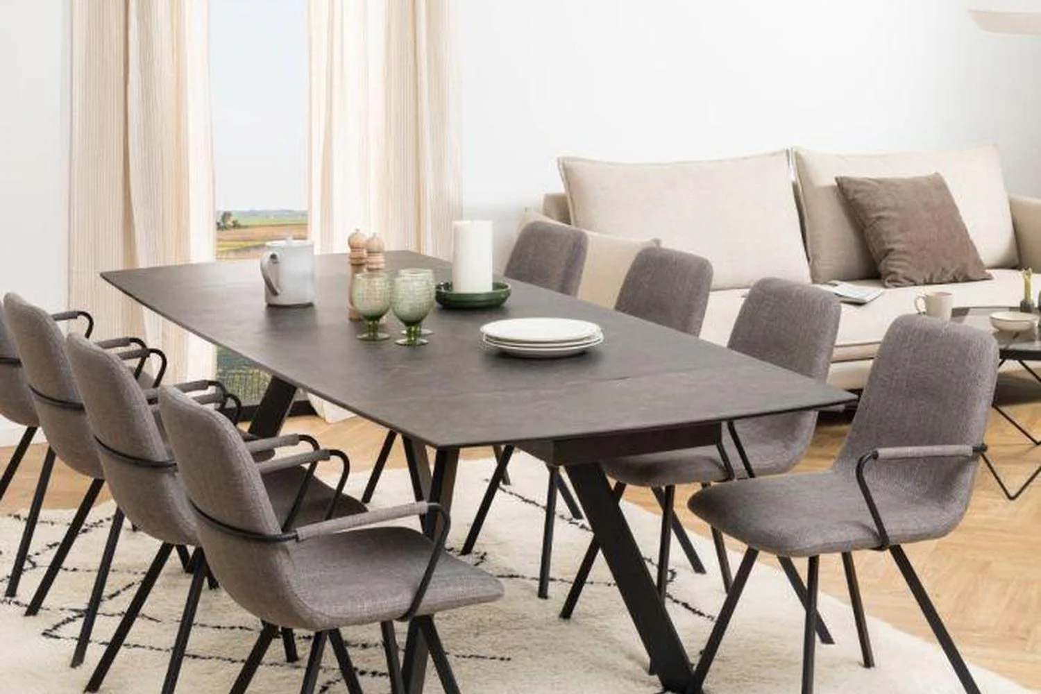 Blackburn Extending Ceramic Dining Table in Black 160-240cm - Image 8