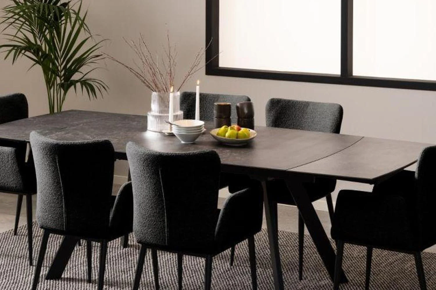 Blackburn Extending Ceramic Dining Table in Black 160-240cm - Image 9