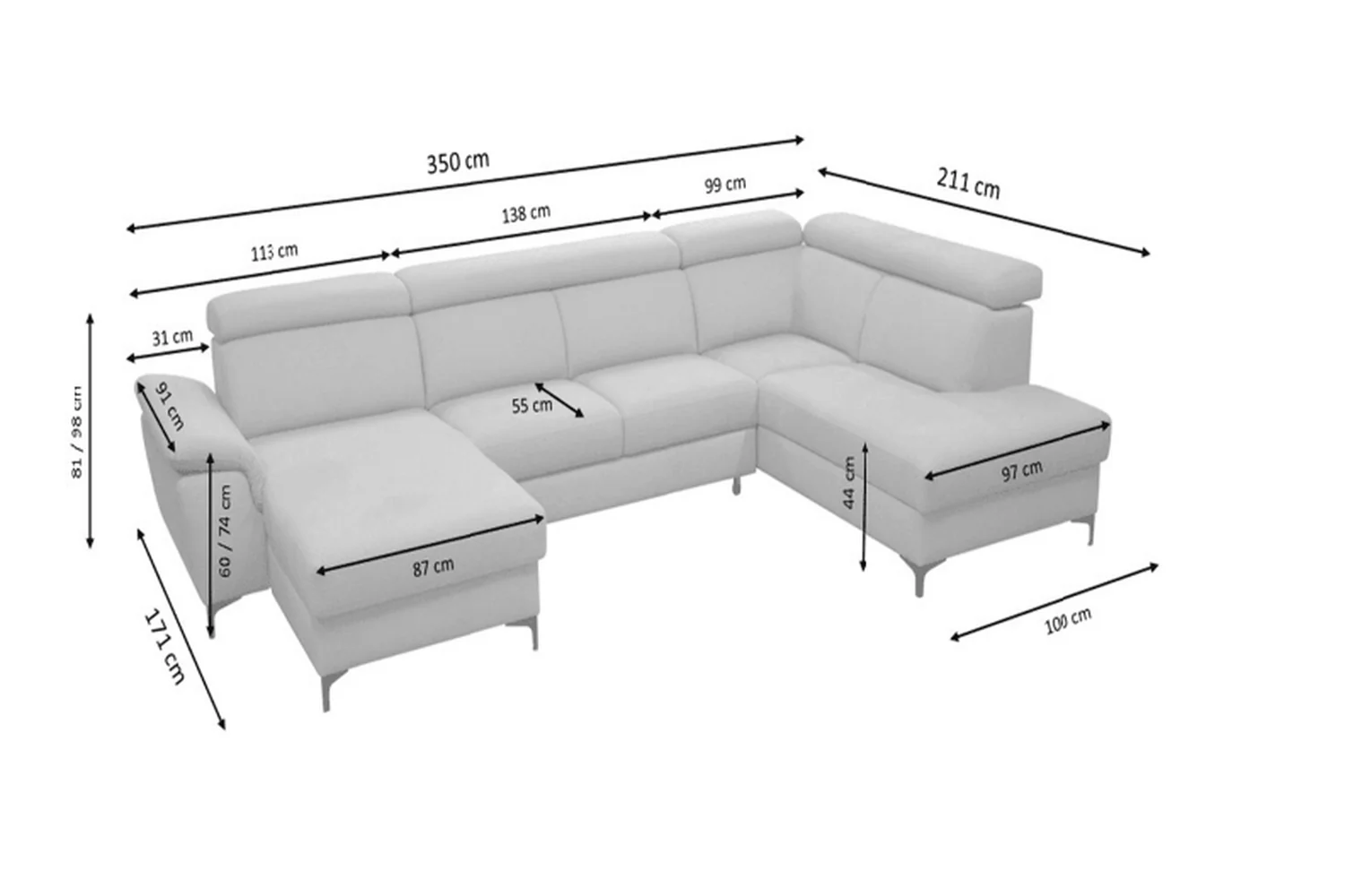 Braga U Shape Corner Sofa Bed With Storage - Image 4