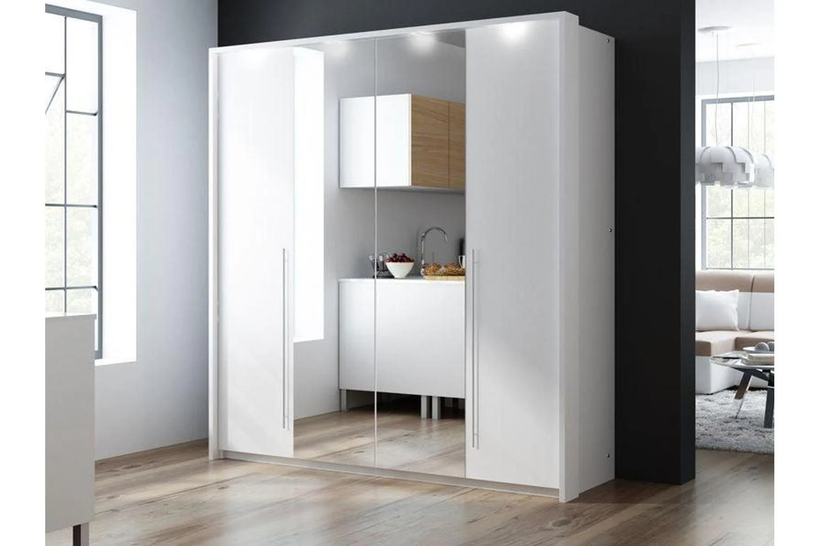 Brema 210 Wardrobe White With Mirror