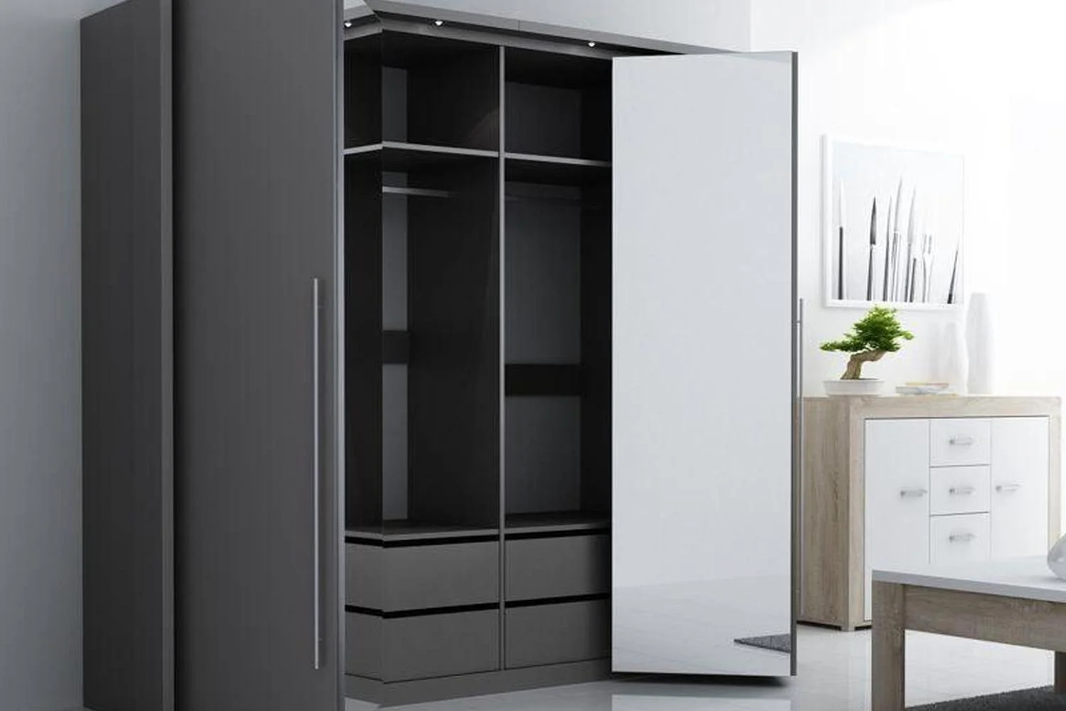 Brema 256 Wardrobe Lava With Mirror - Image 2