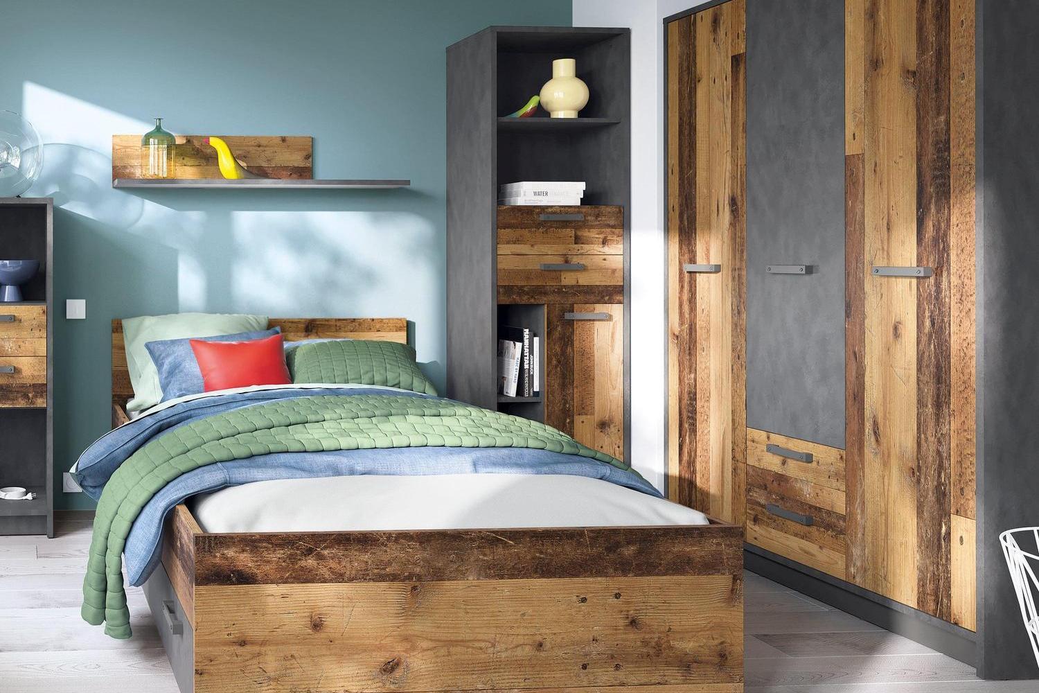 Brooklyn Bookcase In Walnut And Dark Matera Grey - Image 5