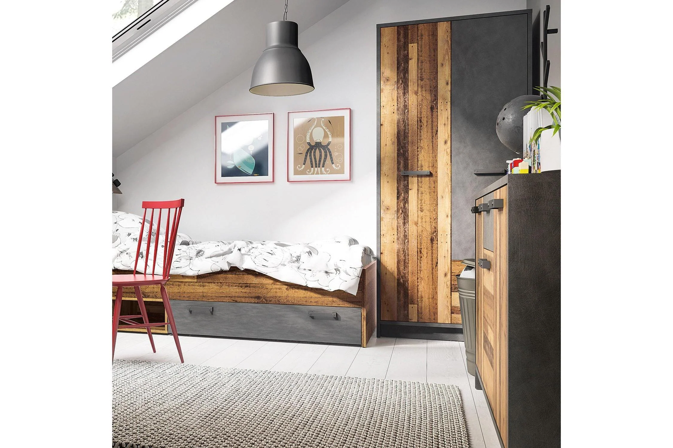 Brooklyn Cabinet With 3 Doors And 1 Drawer In Walnut And Dark Matera Grey - Image 3