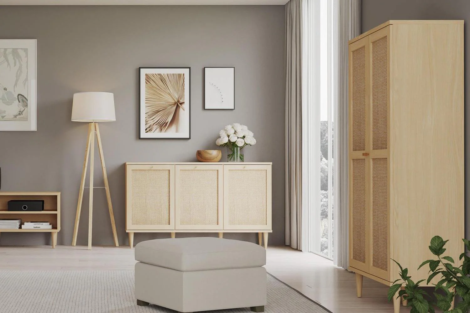 Calasetta 2 Door Display Cabinet In Rattan - Image 7