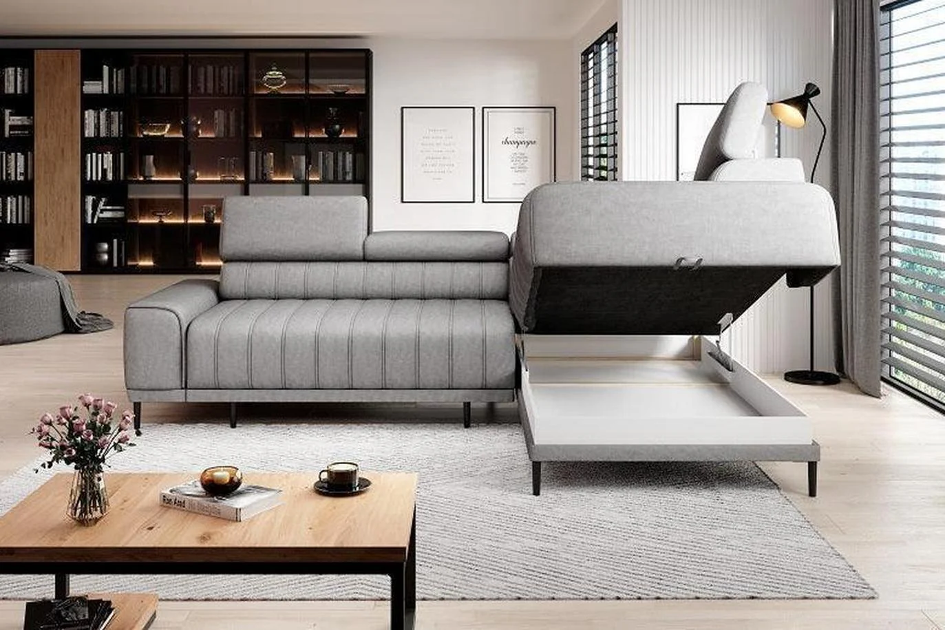 Caldo L Corner Sofa Bed With Storage - Image 4