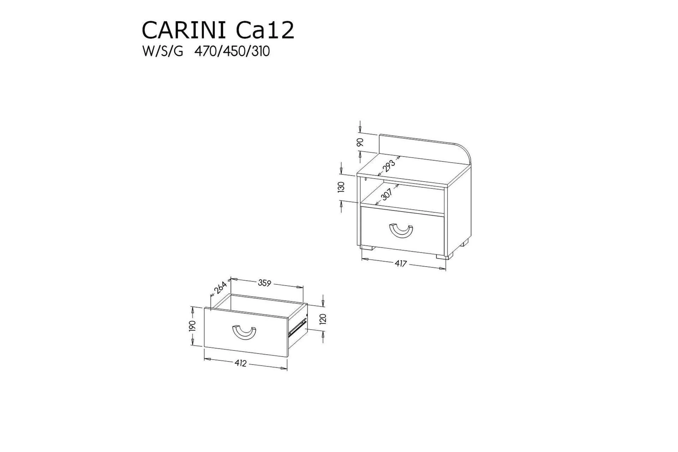 Carini Bedside Table 45 - Image 3