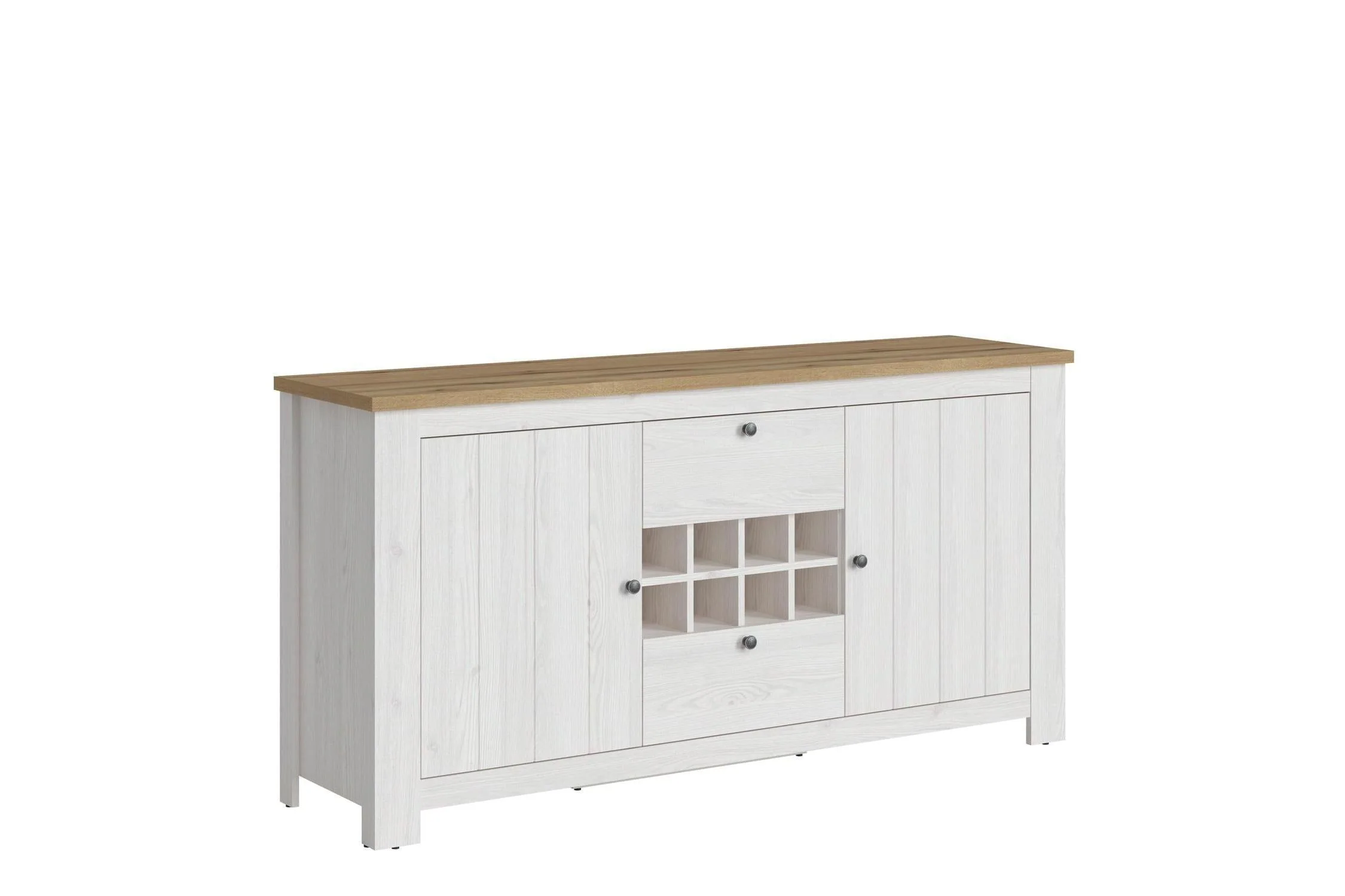 Celesto 2 Door 2 Drawer Sideboard With Wine Rack In White And Oak