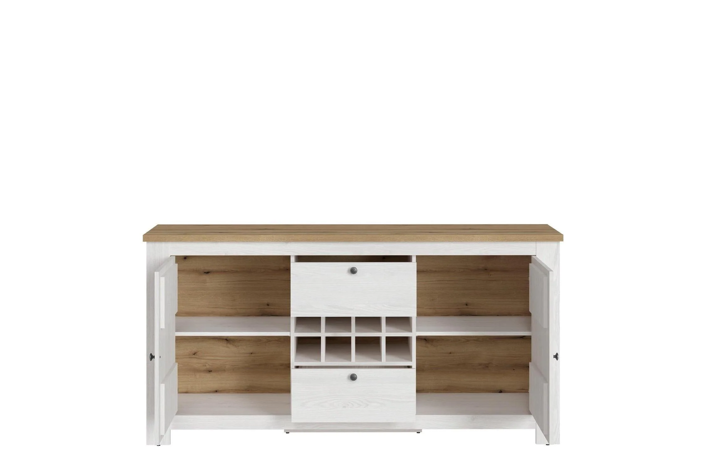 Celesto 2 Door 2 Drawer Sideboard With Wine Rack In White And Oak - Image 2