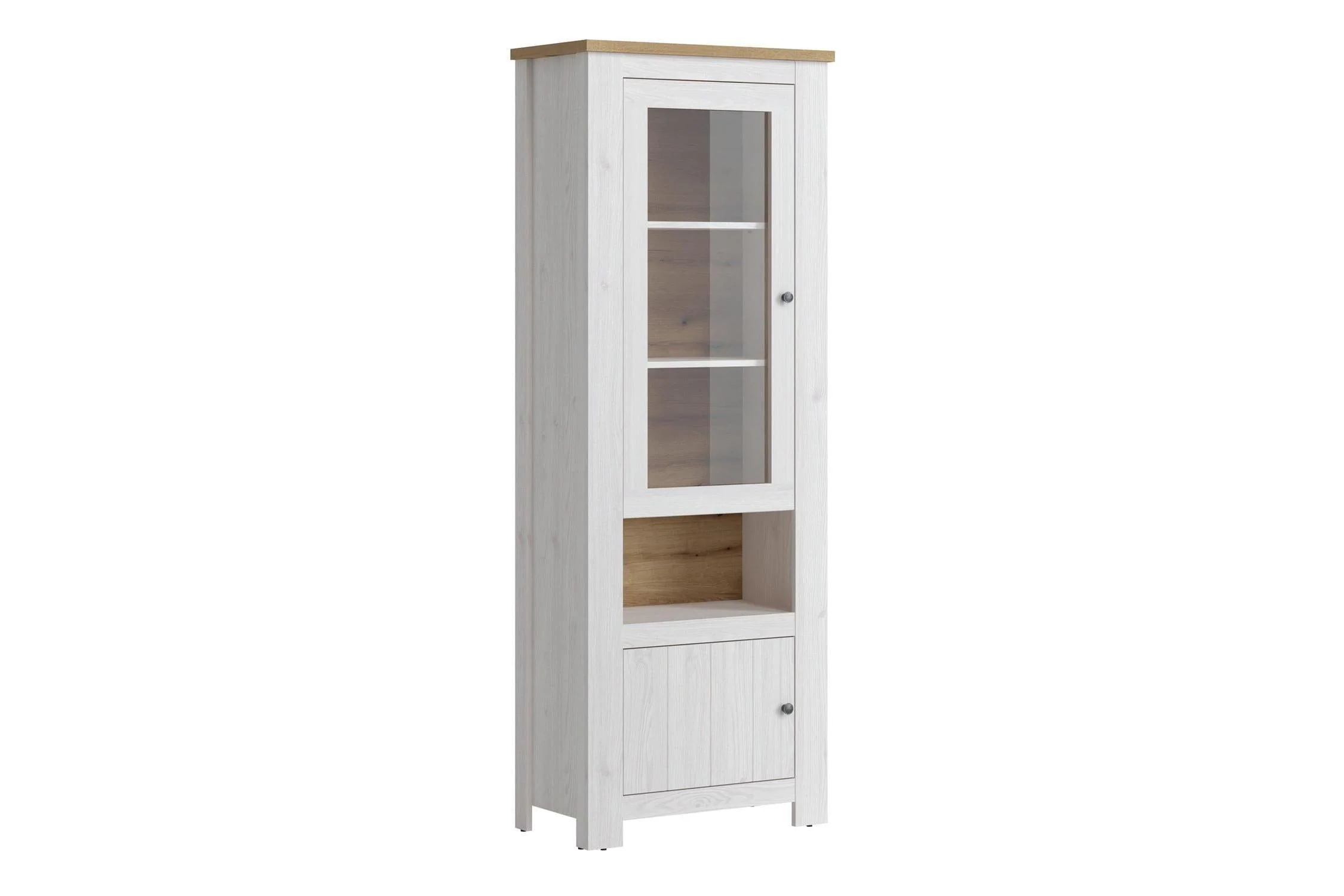Celesto 2 Door Display Cabinet In White And Oak