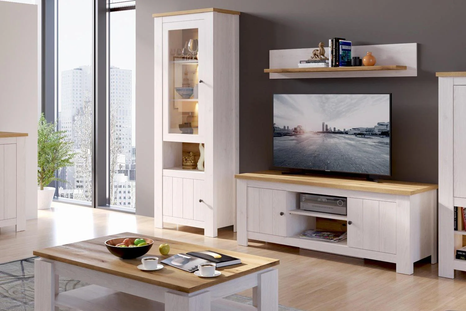 Celesto Coffee Table In White And Oak - Image 3