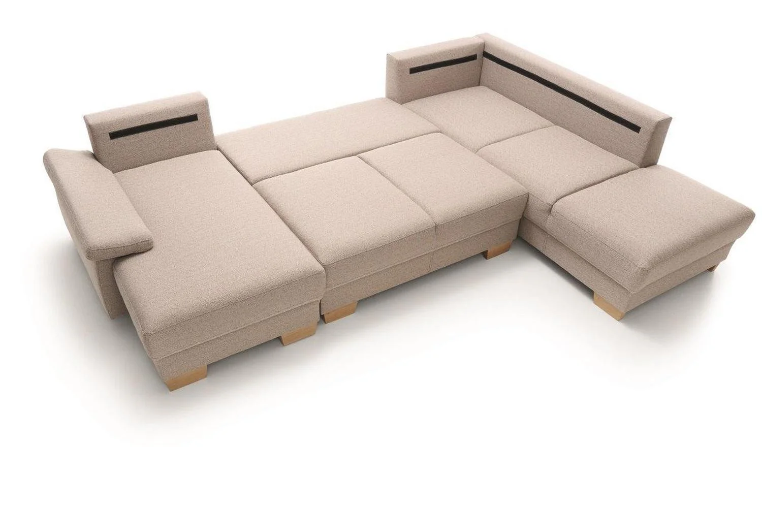 Chivas 3 U Shape Corner Sofa Bed with Storage - Image 3