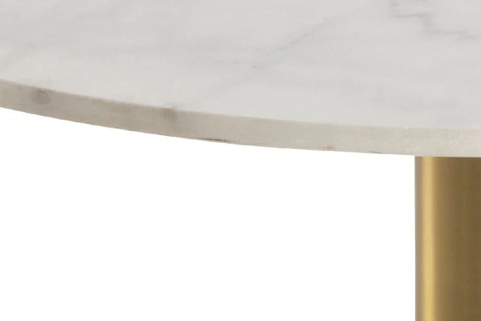Corby Express Delivery Round Coffee Table with White Polished Marble Top & Gold Base - Image 5