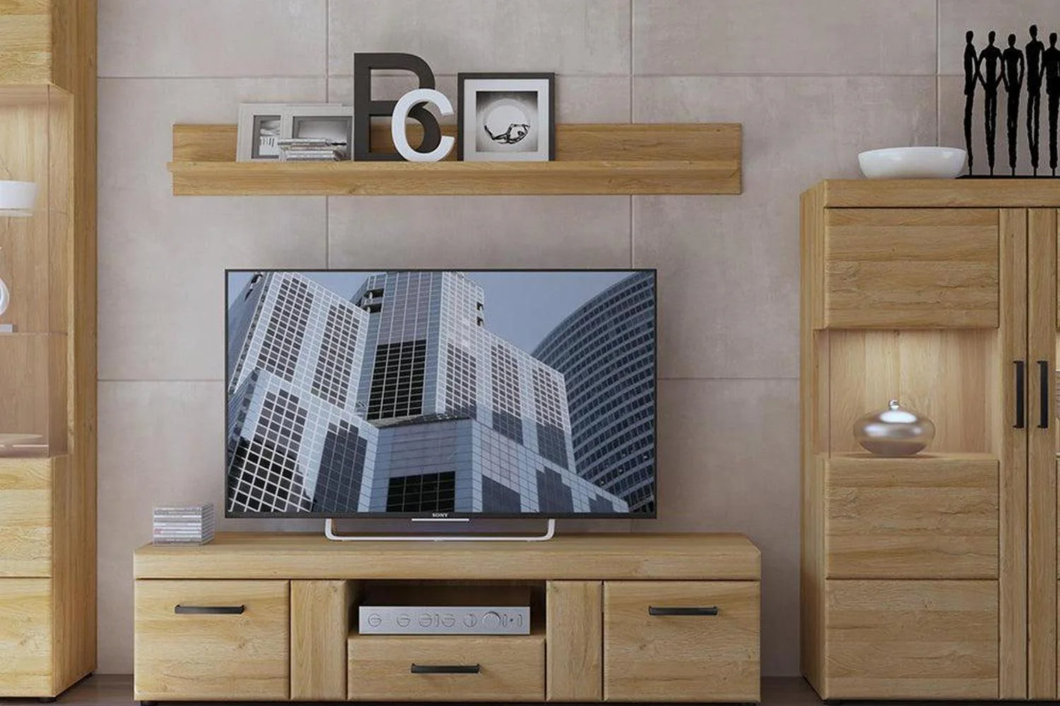 Cortina 2 Door 1 Drawer Wide Tv Cabinet In Grandson Oak - Image 4