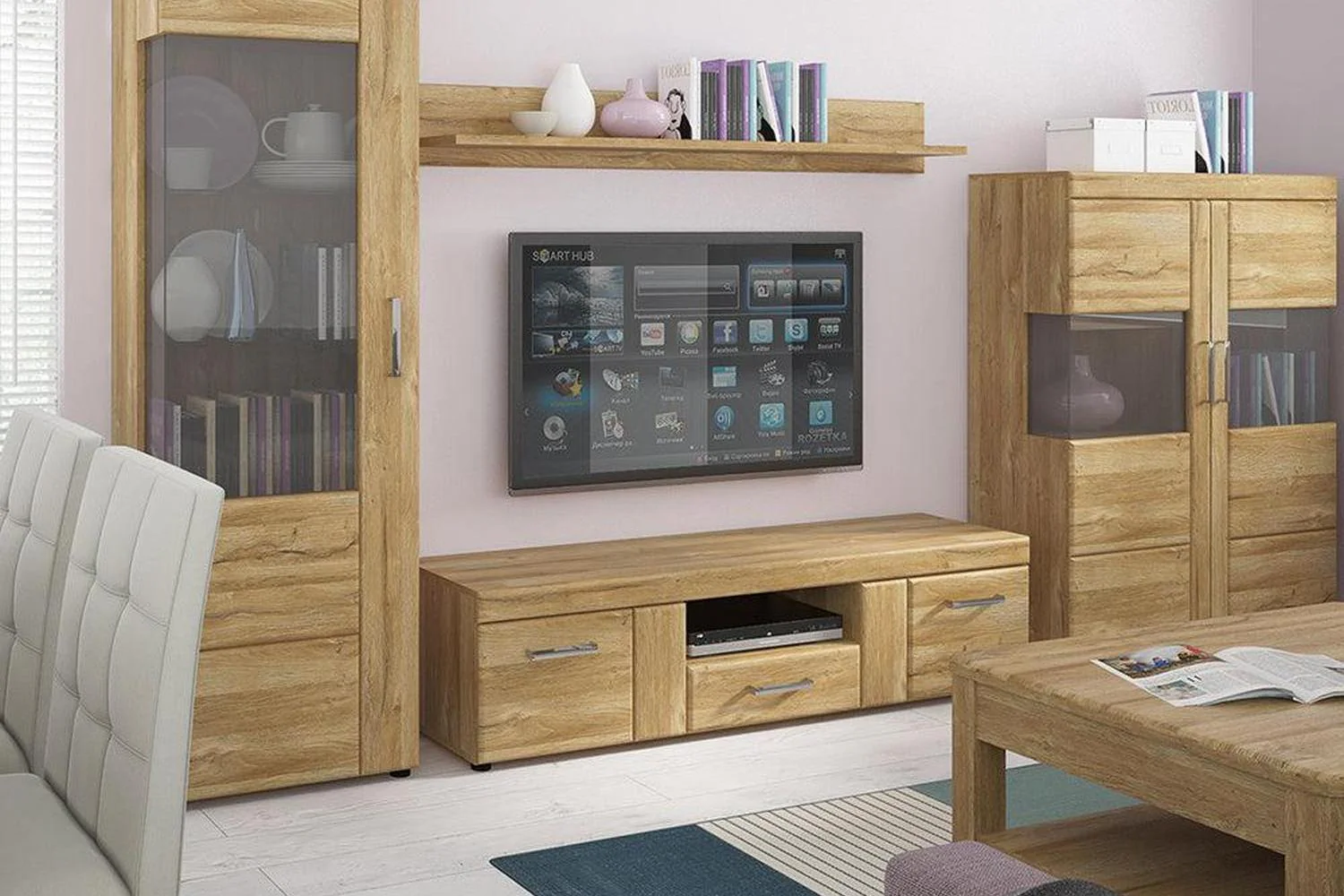 Cortina 2 Door 1 Drawer Wide Tv Cabinet In Grandson Oak - Image 5