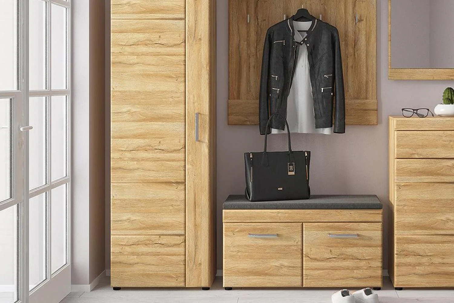 Cortina Tall Cupboard (Lh) In Grandson Oak - Image 4