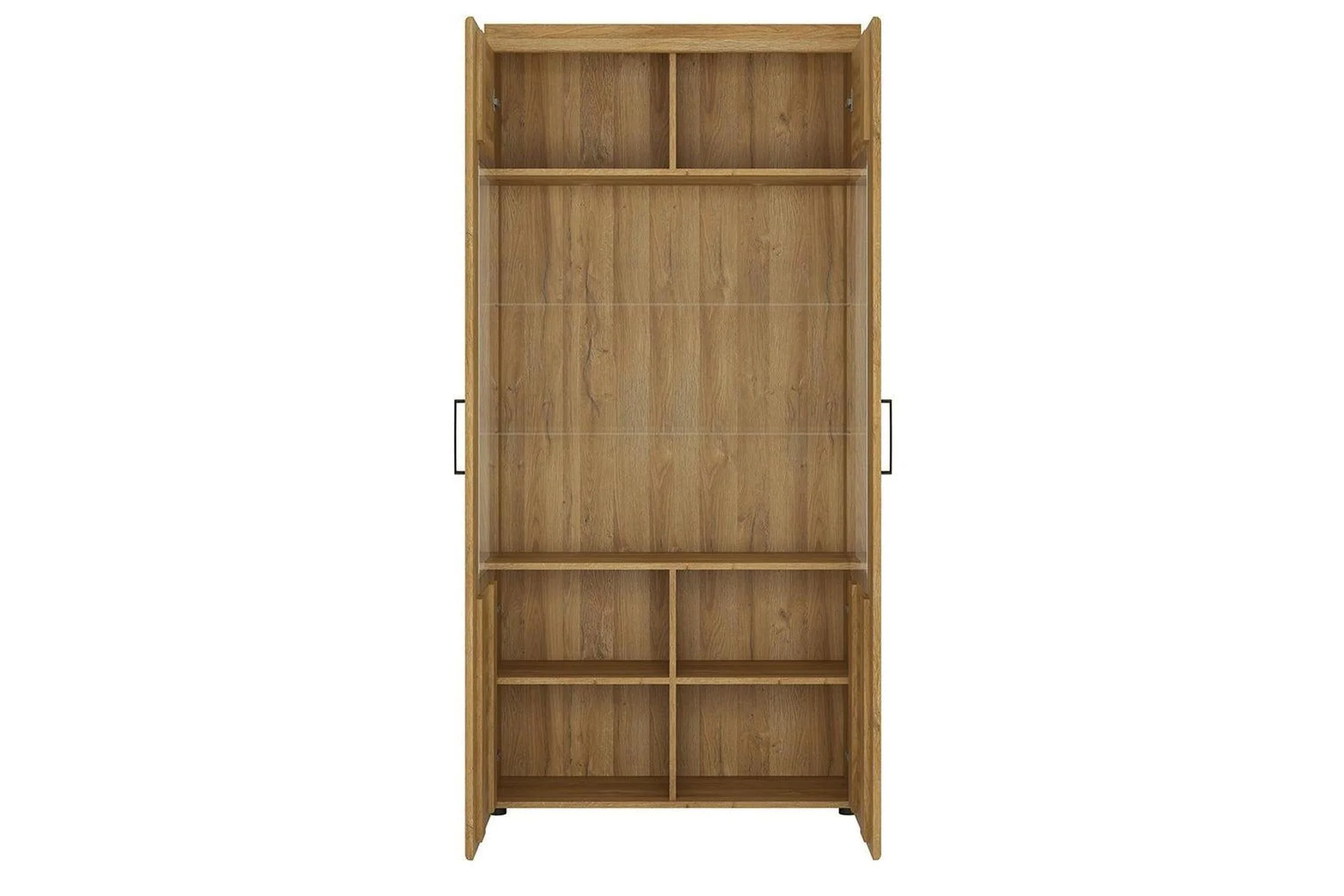 Cortina Tall Wide 2 Door Glazed Display Cabinet In Grandson Oak - Image 2