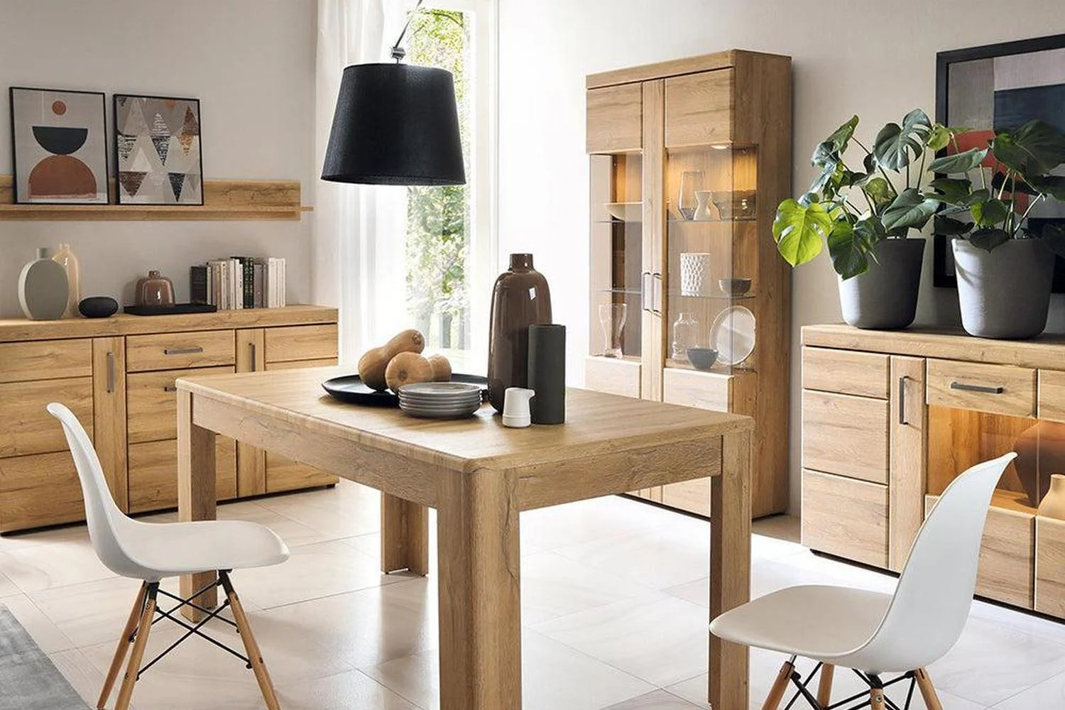 Cortina Tall Wide 2 Door Glazed Display Cabinet In Grandson Oak - Image 3