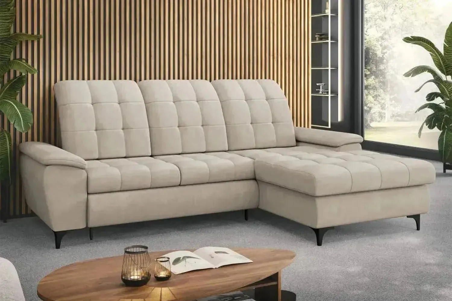 Crystal Corner Sofa Bed With Storage - Image 5