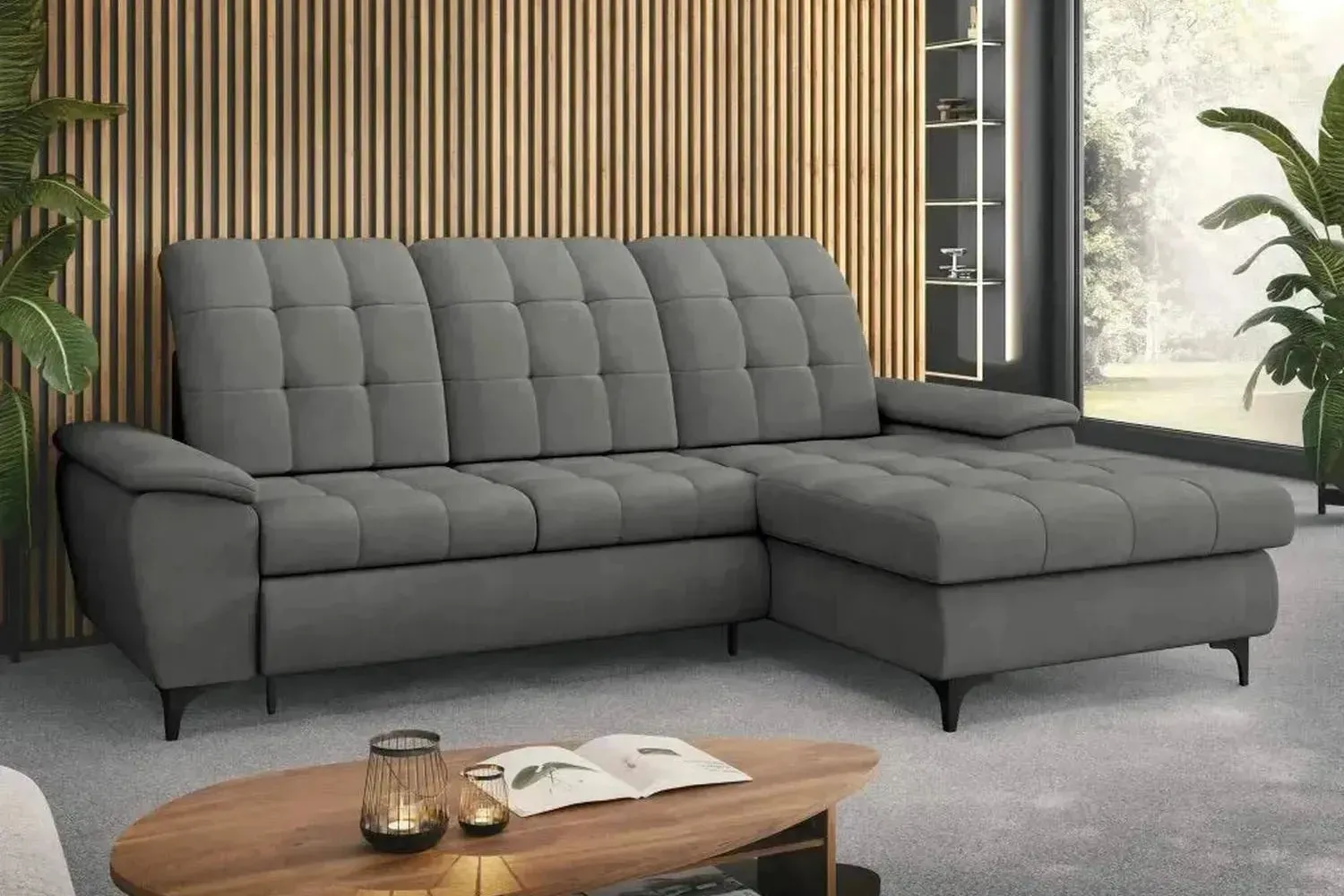 Crystal Corner Sofa Bed With Storage - Image 6