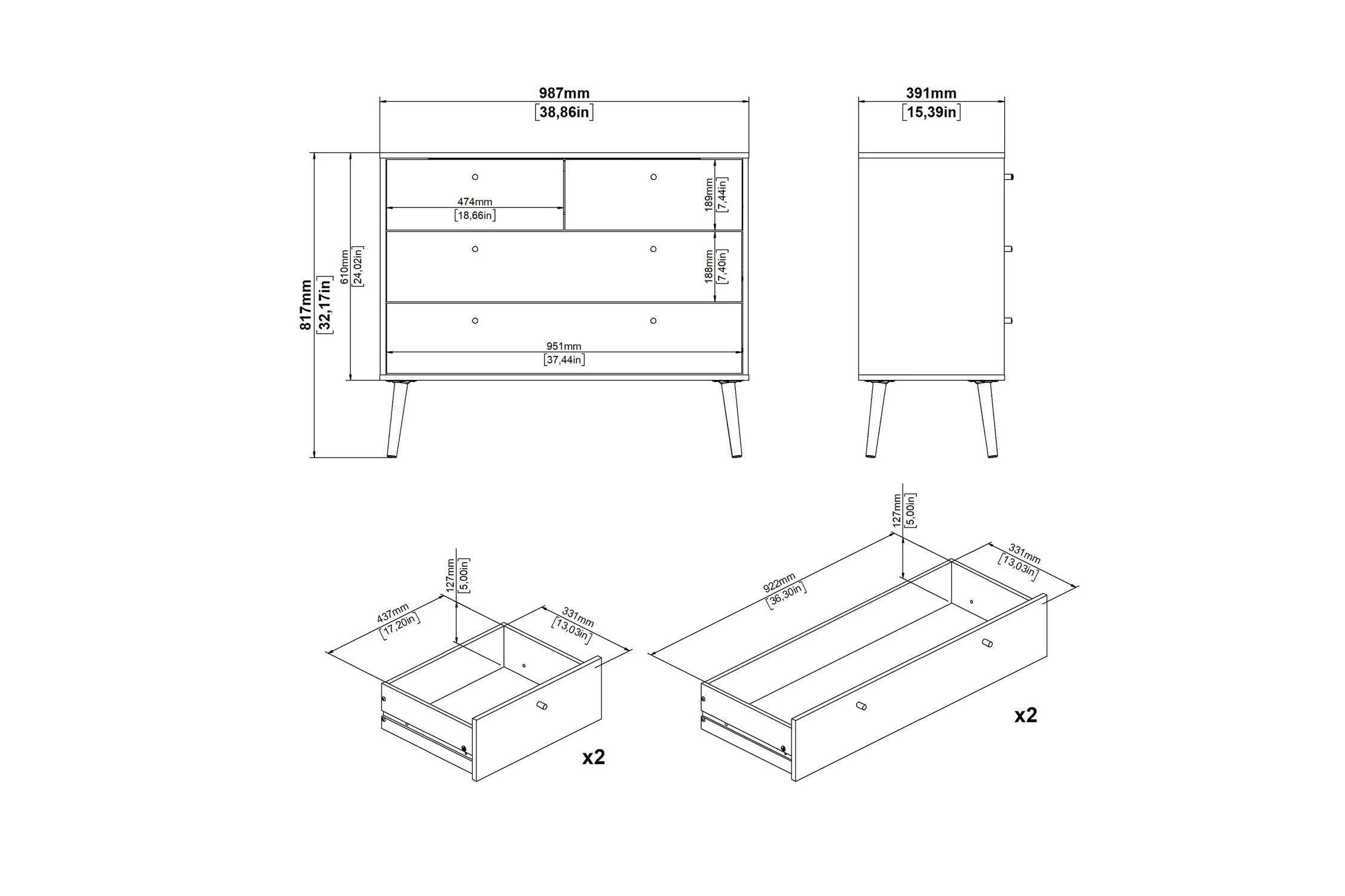 Cumbria Chest 2 + 2 Drawers White - Image 11
