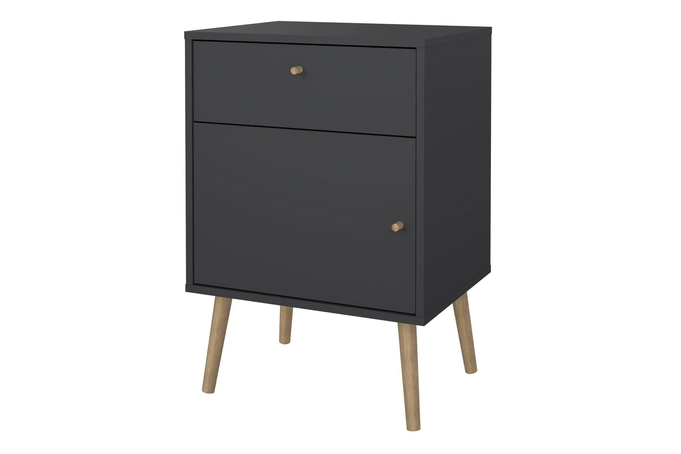 Cumbria Nightstand 1 Door + 1 Drawer Dark Grey - Image 3