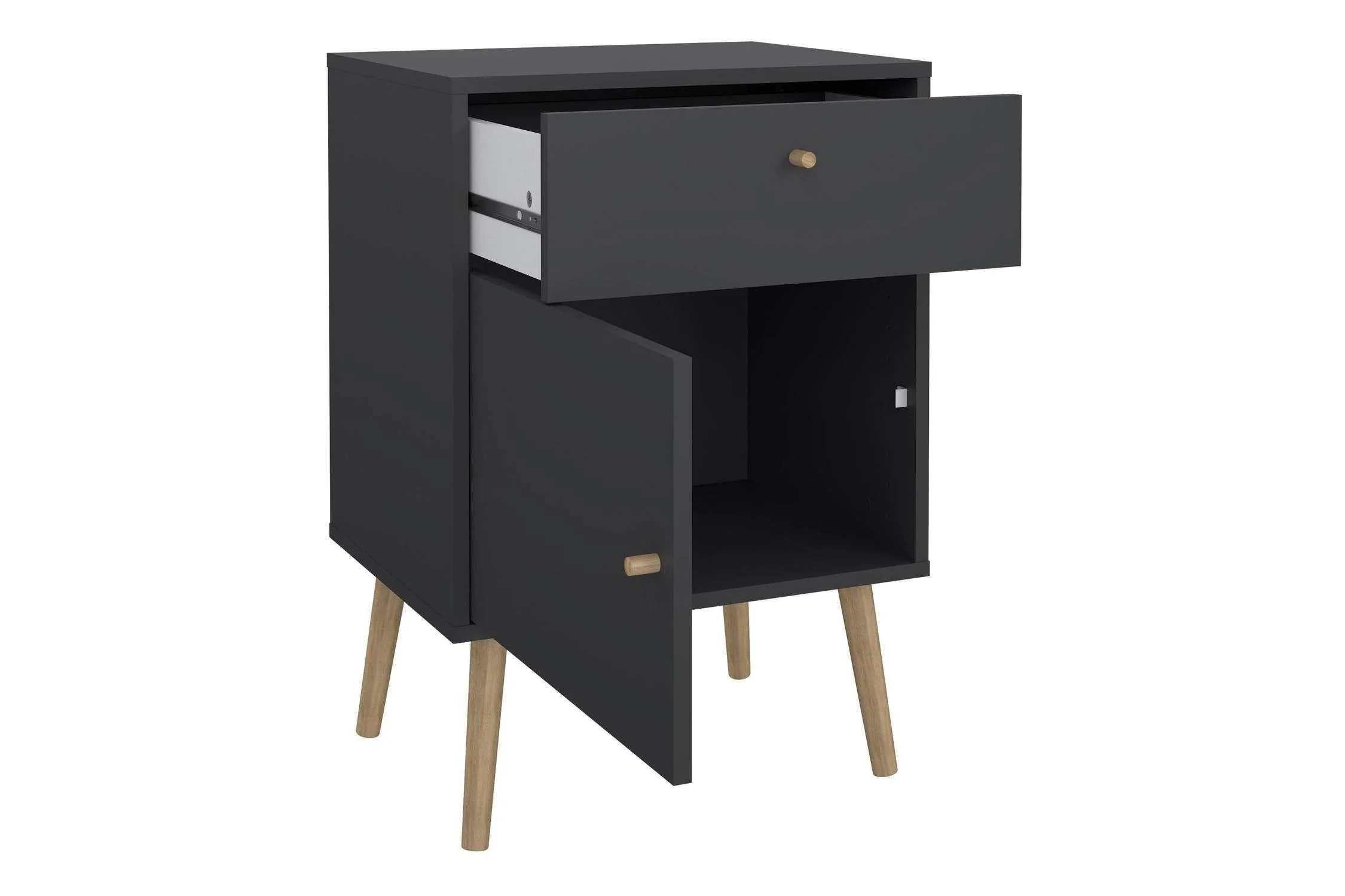 Cumbria Nightstand 1 Door + 1 Drawer Dark Grey - Image 5
