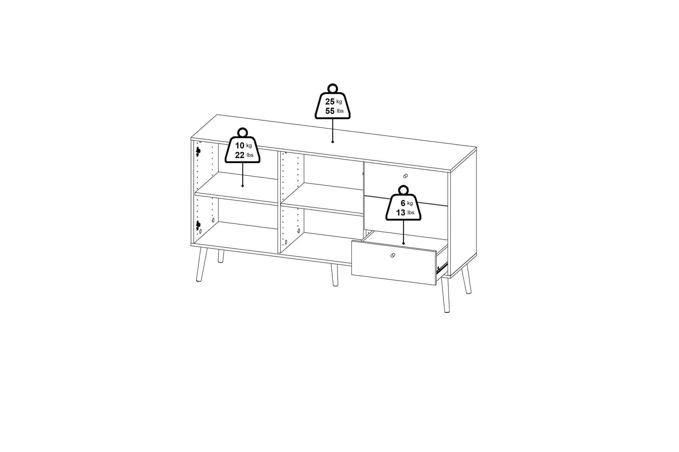 Cumbria Sideboard 2 Doors + 3 Drawers White - Image 12