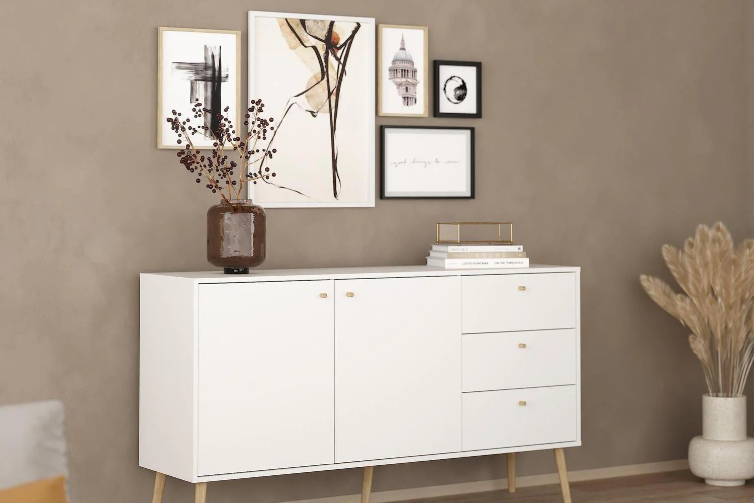 Cumbria Sideboard 2 Doors + 3 Drawers White - Image 6
