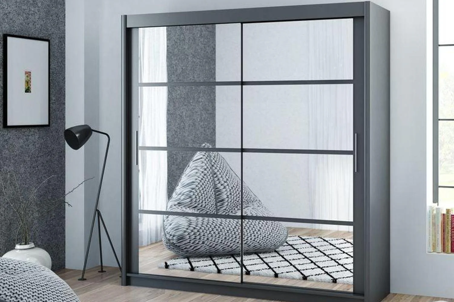 Dakota 203 Graphite Wardrobe With Mirror