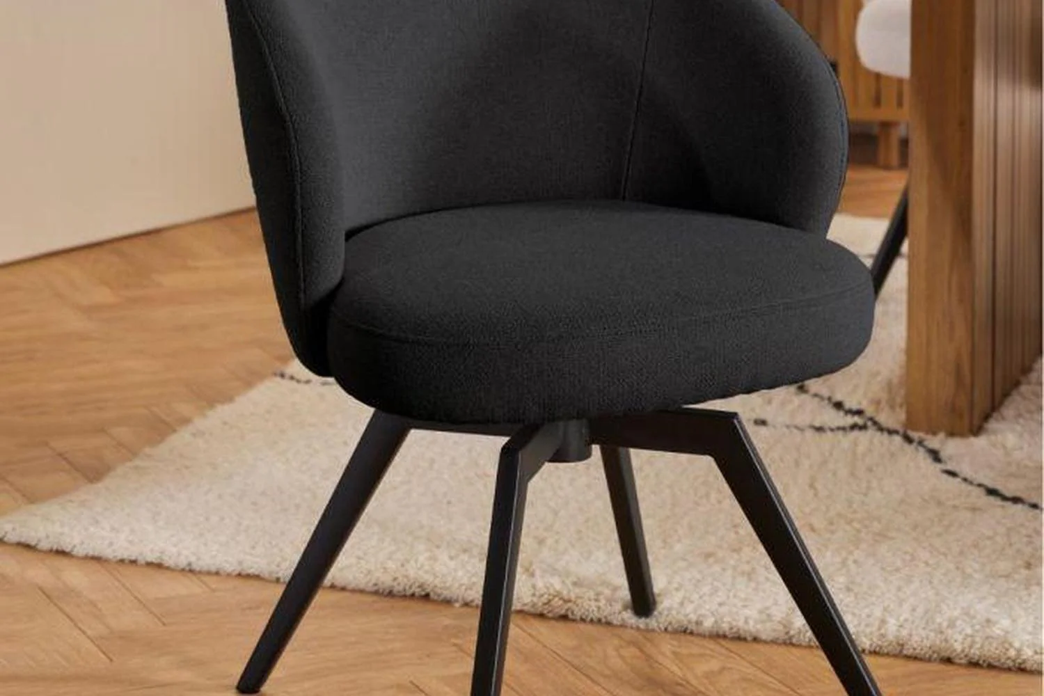 Darlene Dining Chair with Armrest and Swivel Function in Black - Image 3