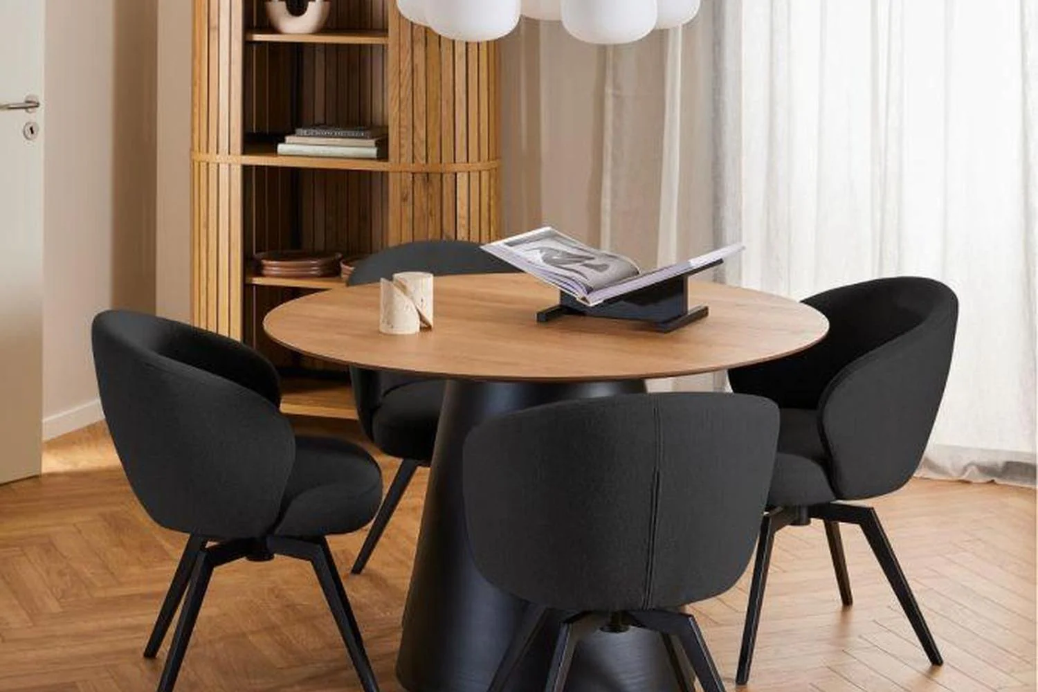 Darlene Dining Chair with Armrest and Swivel Function in Black - Image 4