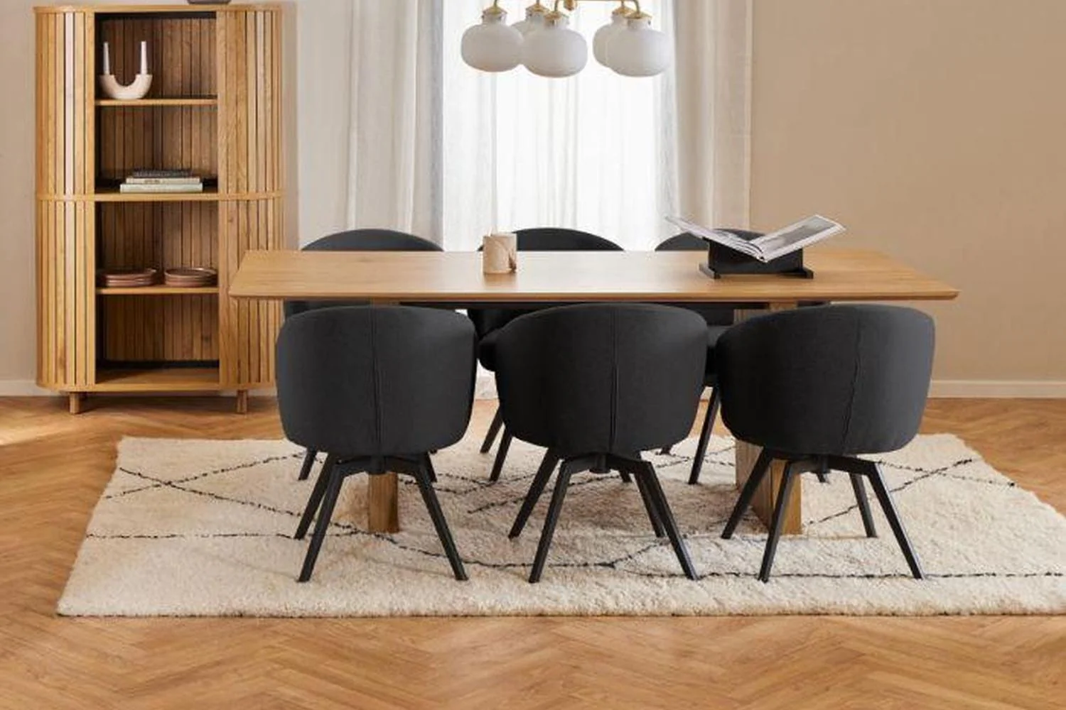Darlene Dining Chair with Armrest and Swivel Function in Black - Image 5