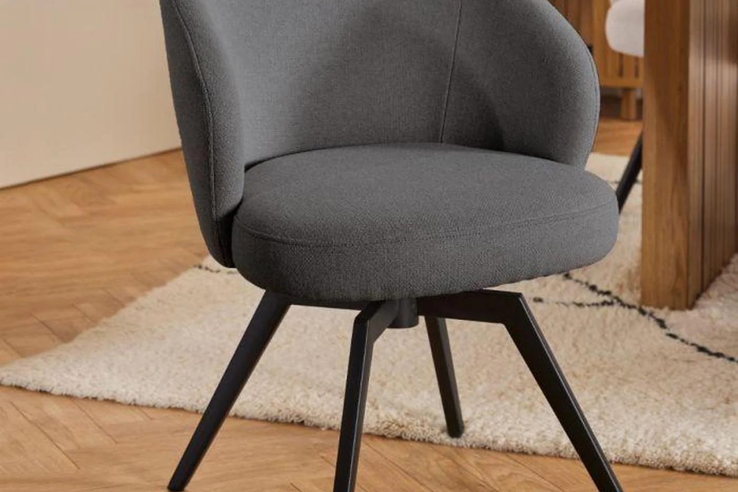 Darlene Dining Chair with Armrest and Swivel Function in Grey - Image 3