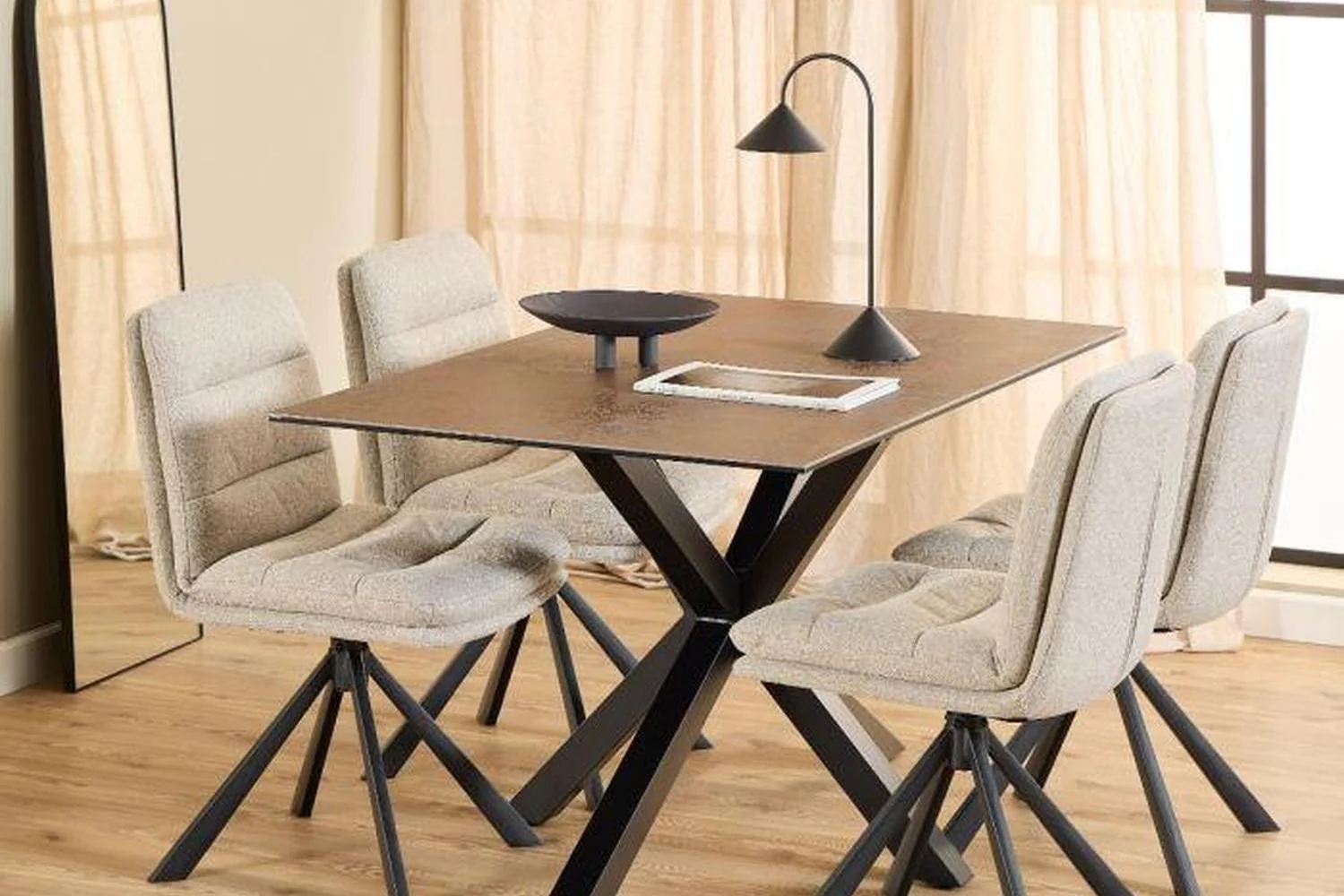 Dean Beige Swivel Dining Chair Set of 2 - Image 7