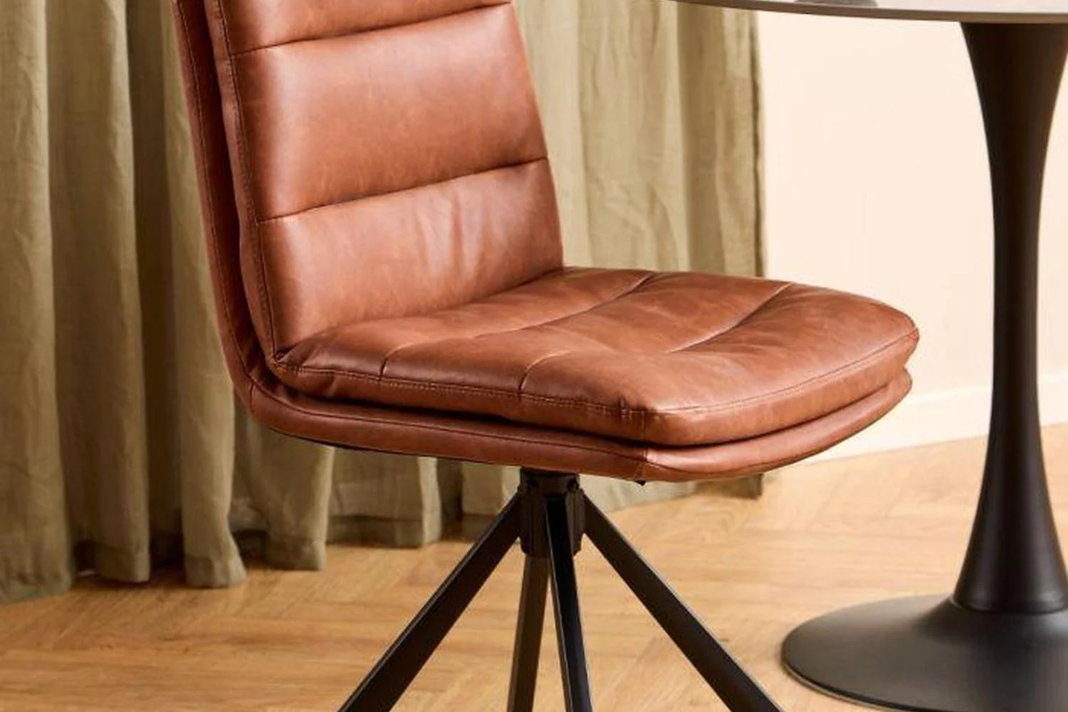 Dean Brandy PU Swivel Dining Chair Set of 2 - Image 3