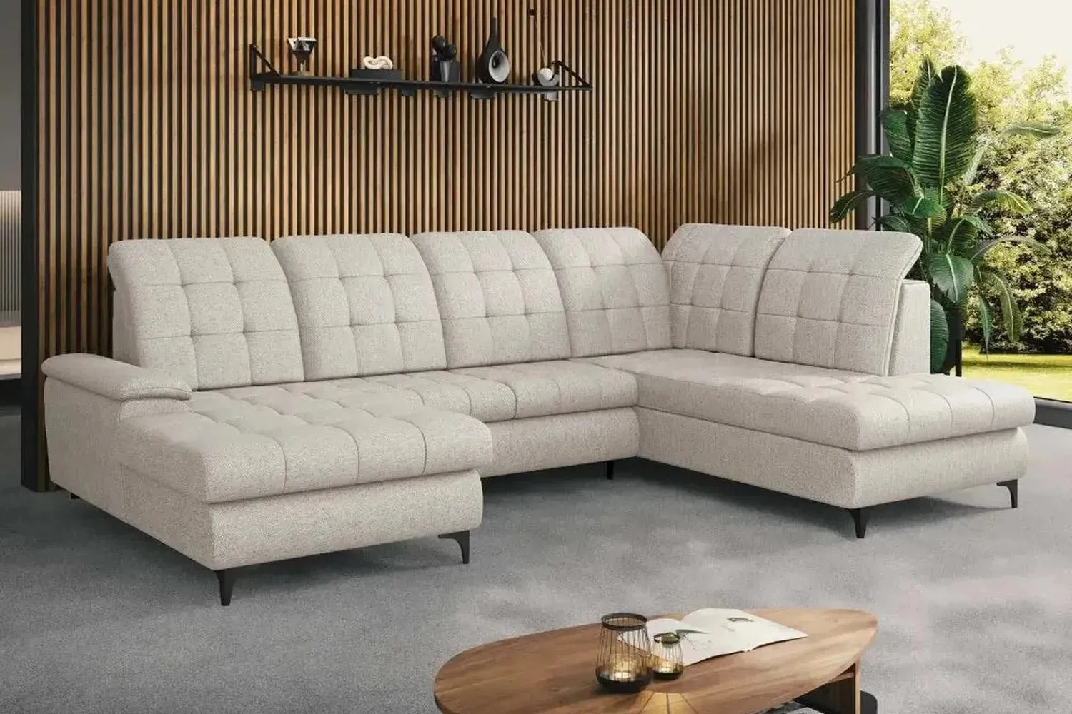 Enzi U Shape Corner Sofa Bed With Storage - Image 4