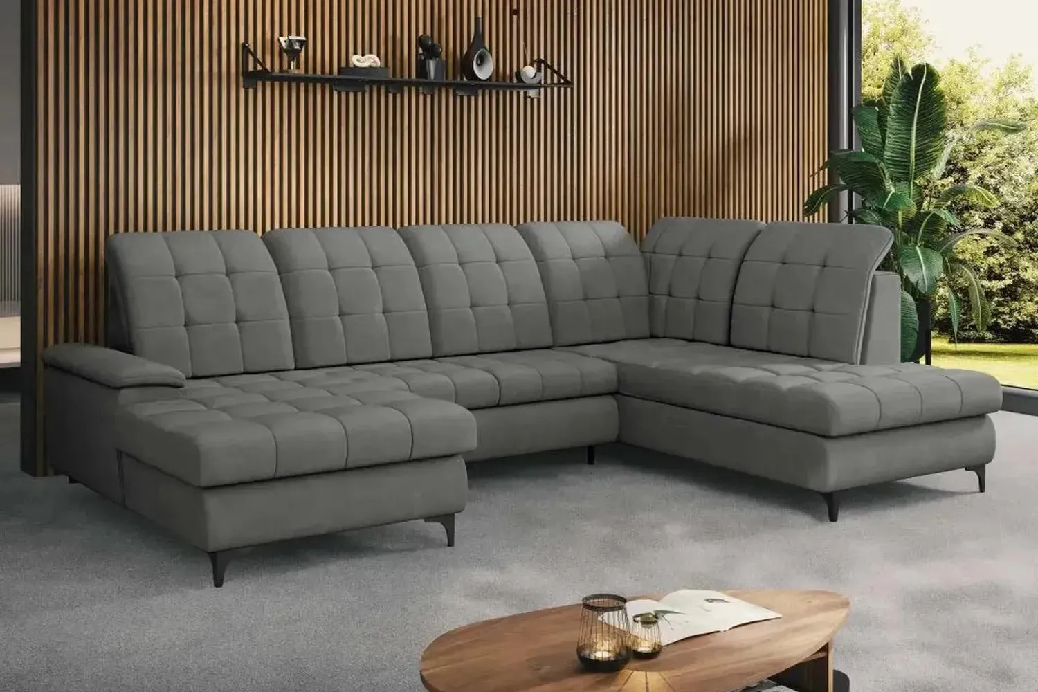 Enzi U Shape Corner Sofa Bed With Storage - Image 5