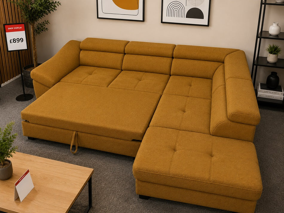 Ex-Display Fabio Corner Sofa Bed with Storage Kronos 01 DIJON/ SILVER LEGS - Image 2