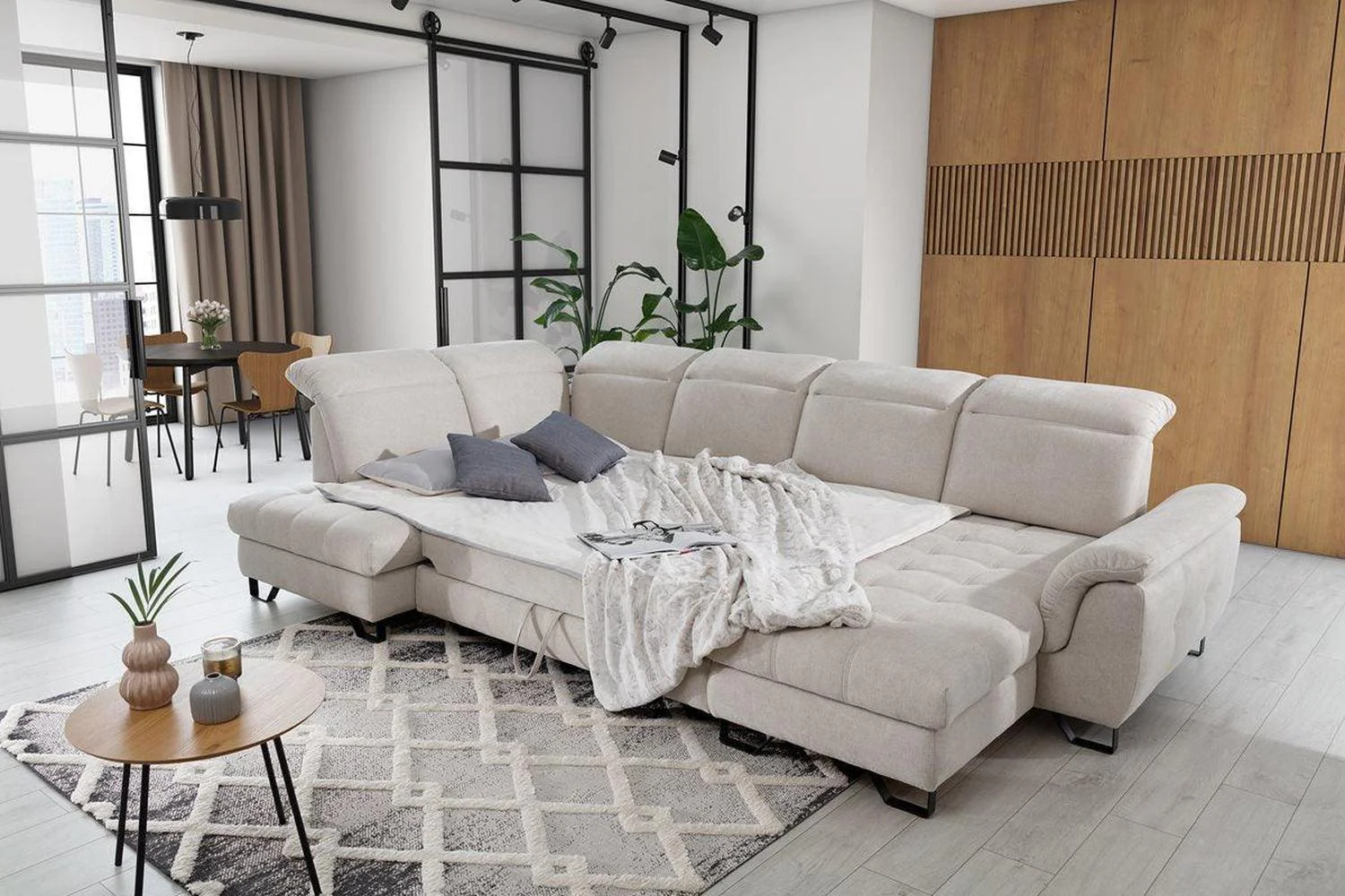 Giova U Shape Corner Sofa Bed With Storage - Image 7