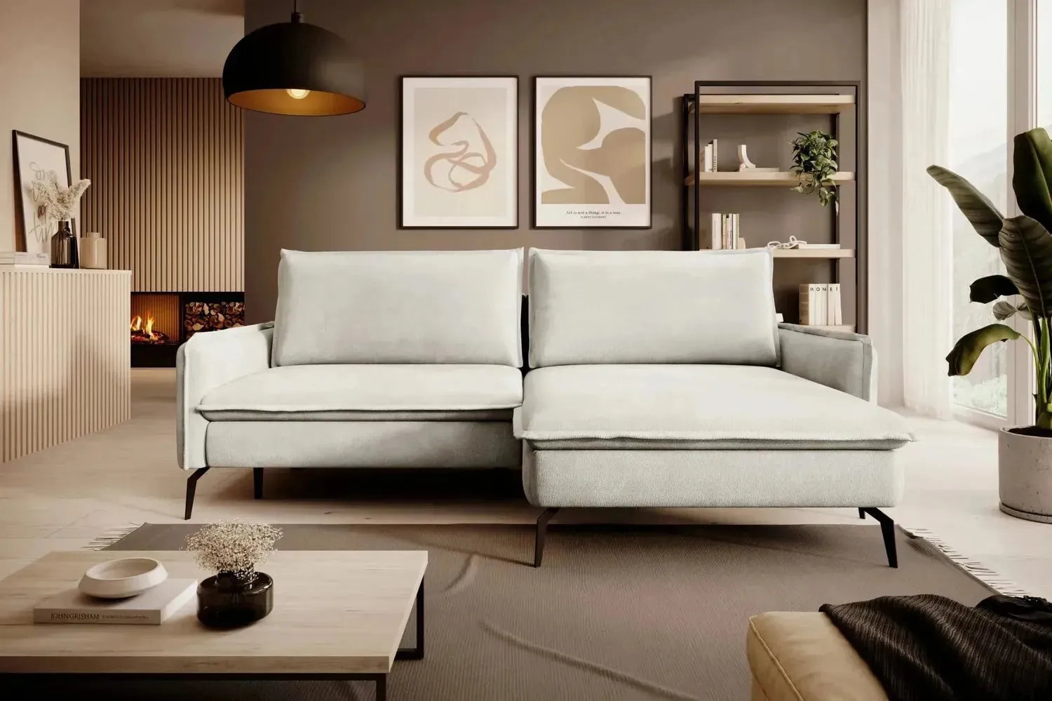 Glossy Corner Sofa Bed With Storage