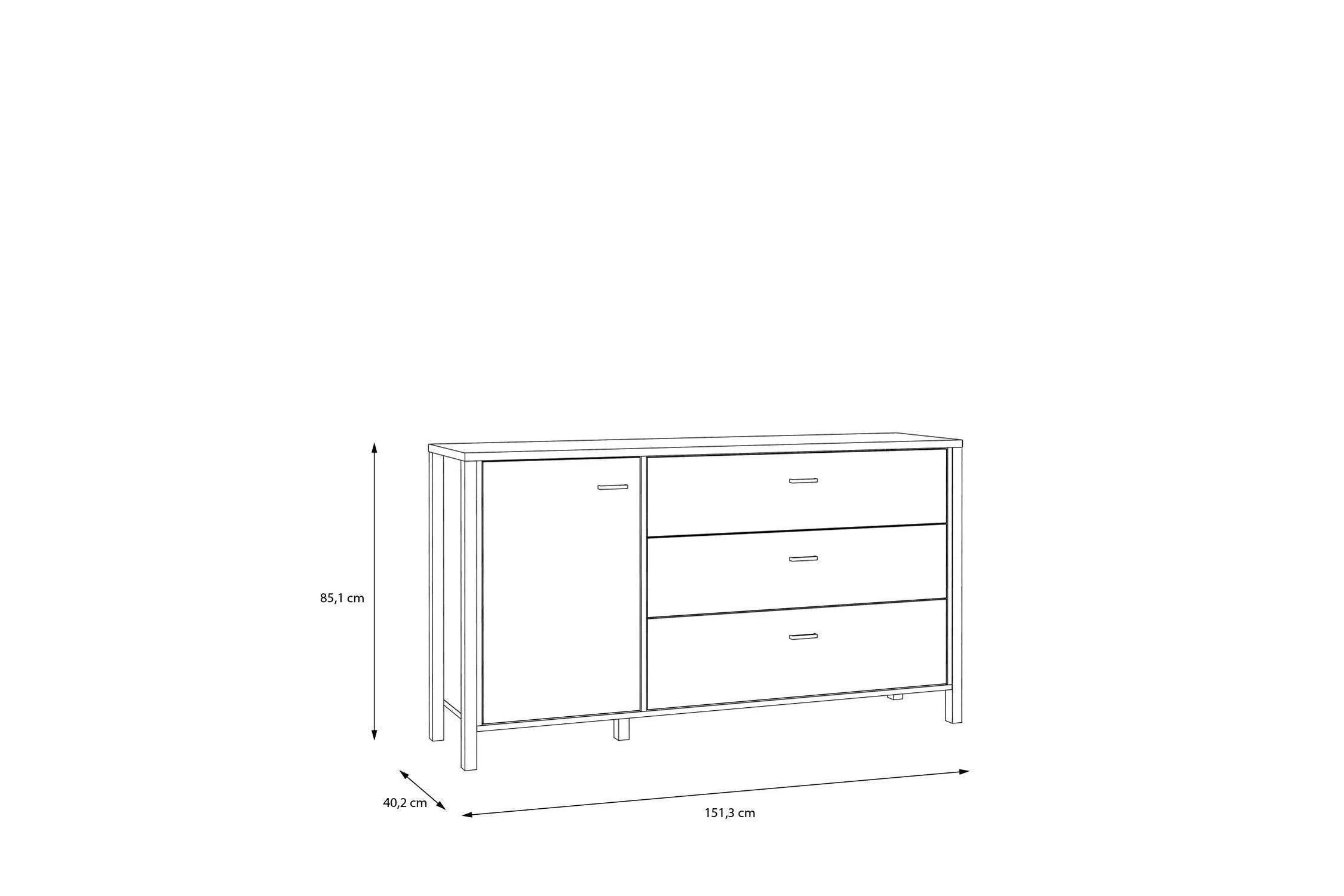 High Rock 1 Door 3 Drawer Sideboard In Matt Black/Riviera Oak - Image 8