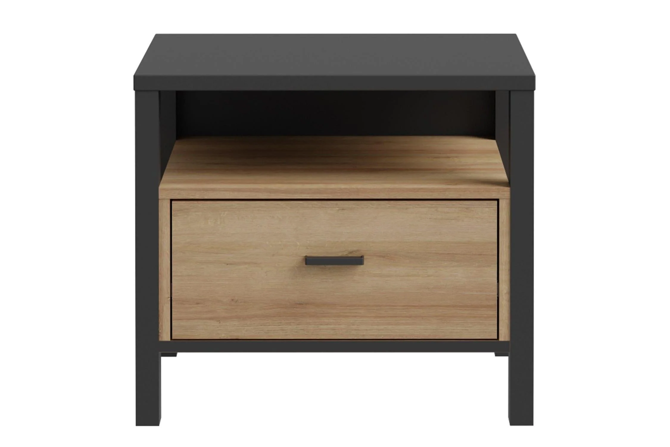 High Rock Bedside In Matt Black/Riviera Oak - Image 2