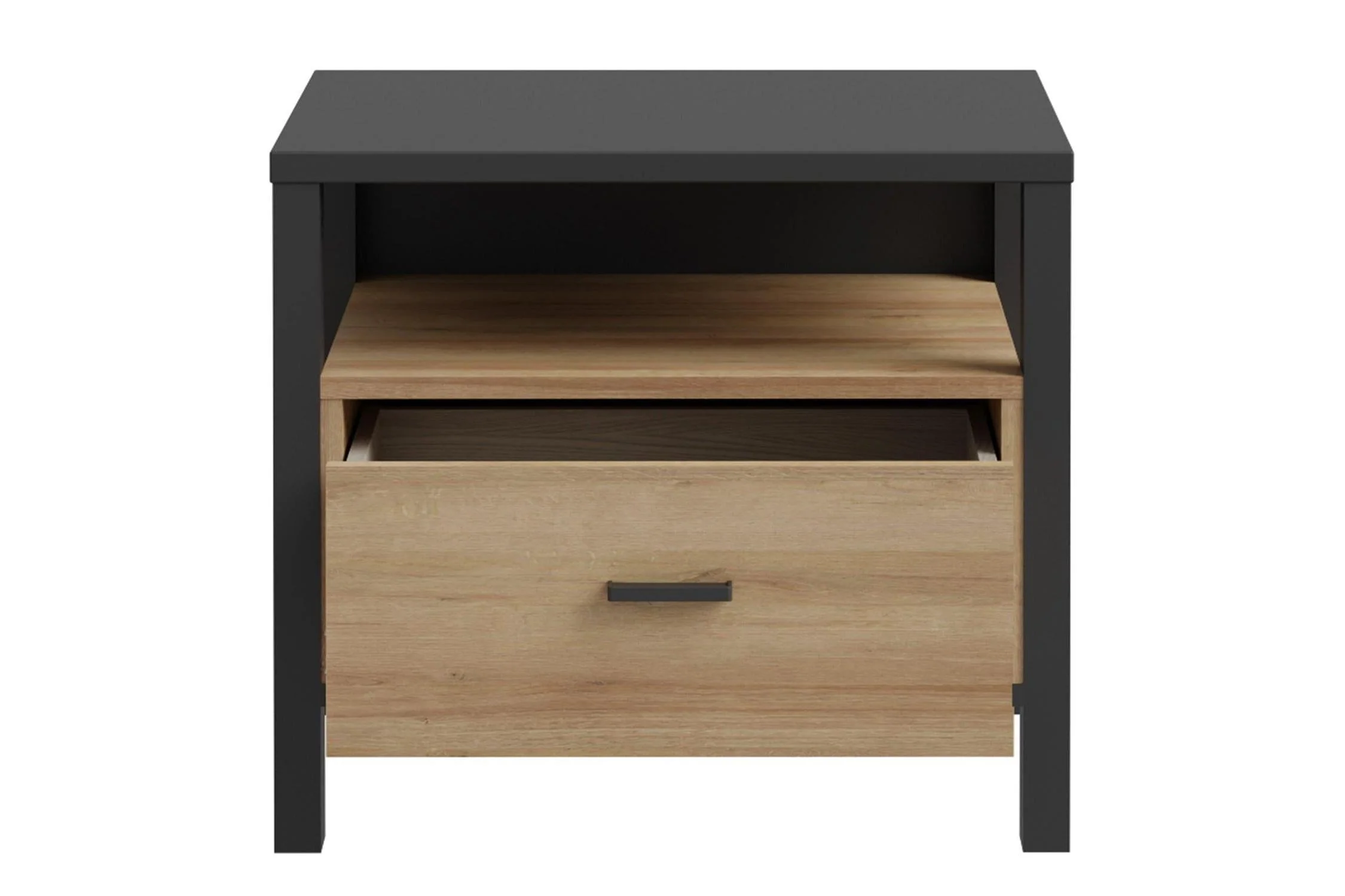 High Rock Bedside In Matt Black/Riviera Oak - Image 5