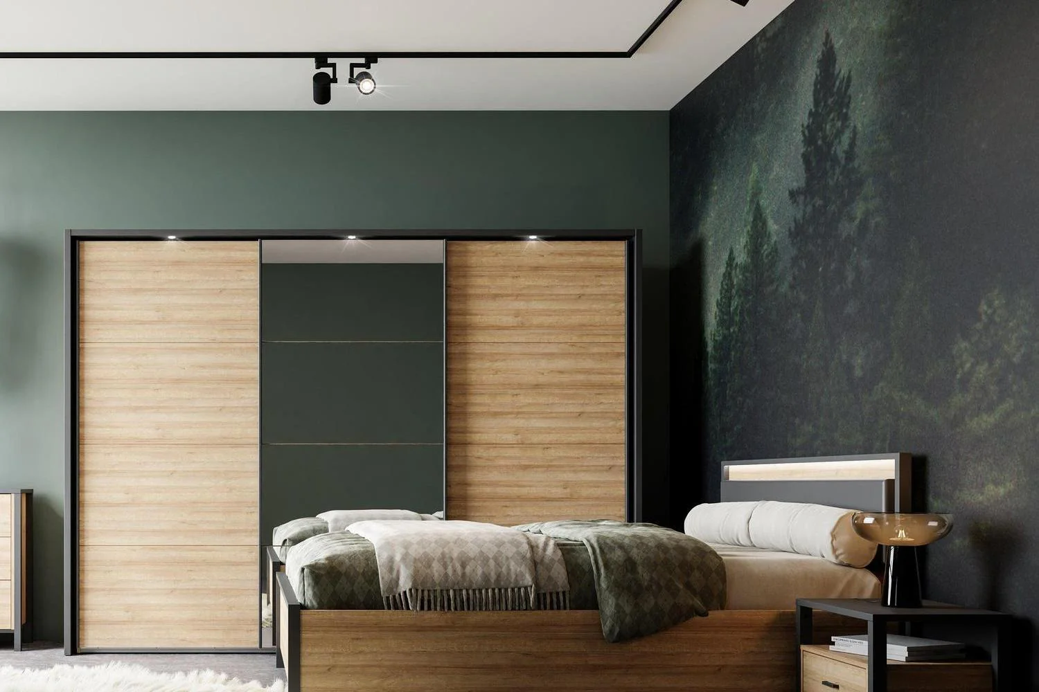 High Rock Bedside In Matt Black/Riviera Oak - Image 6