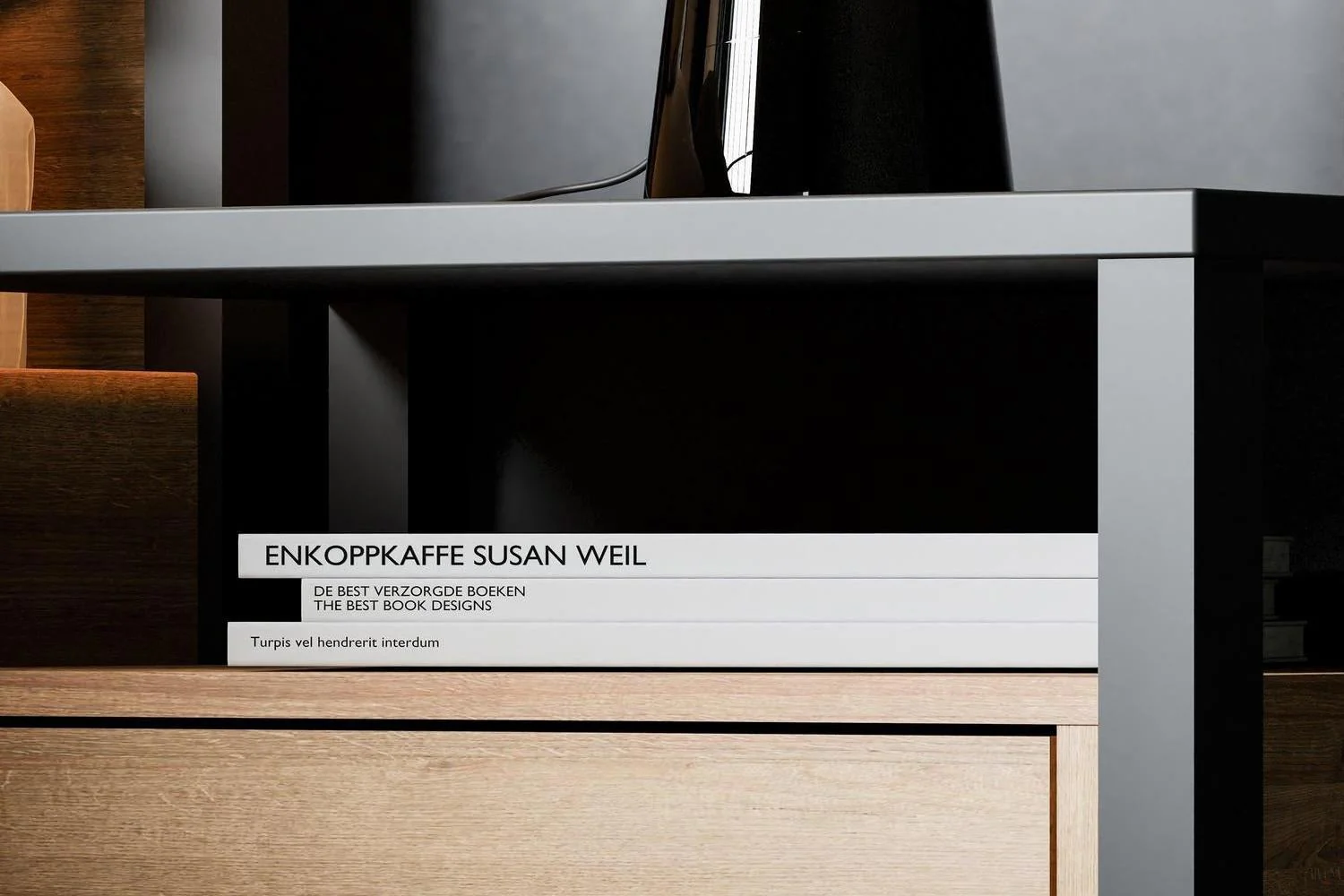 High Rock Bedside In Matt Black/Riviera Oak - Image 8